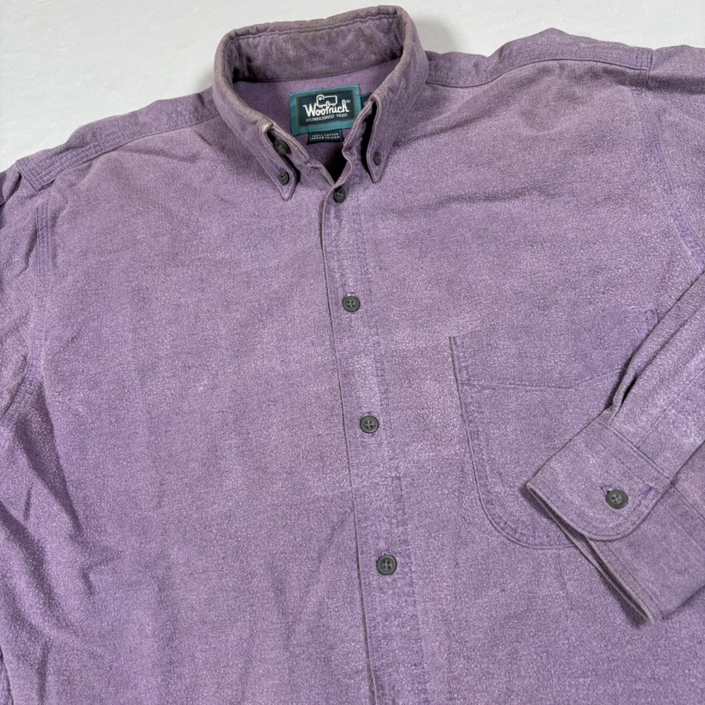Vintage Woolrich Chamois Shirt Mens Small Purple Flannel Made in USA 90s Heather